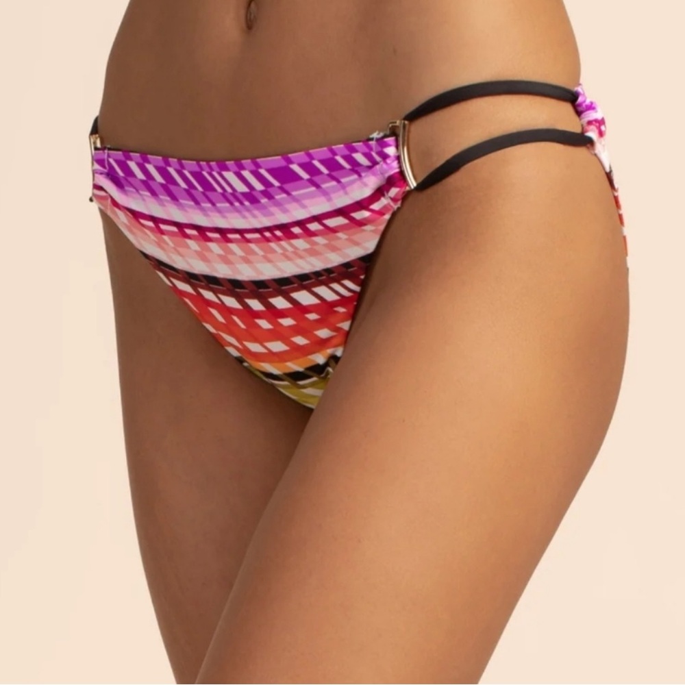 NWT TRINA TURK Sting loop side Vibrant Multicolor Bikini Bottom size 10/M